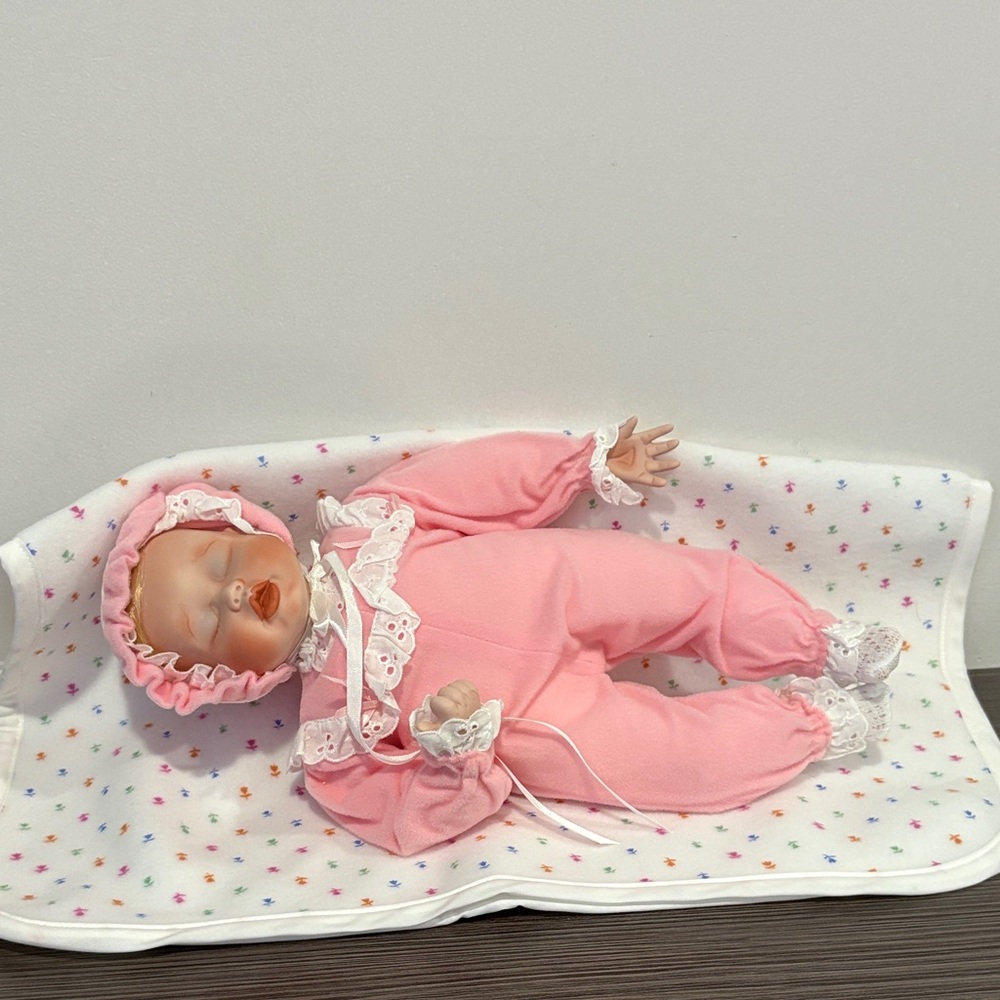 Charming Porcelain Baby Doll with Blanket